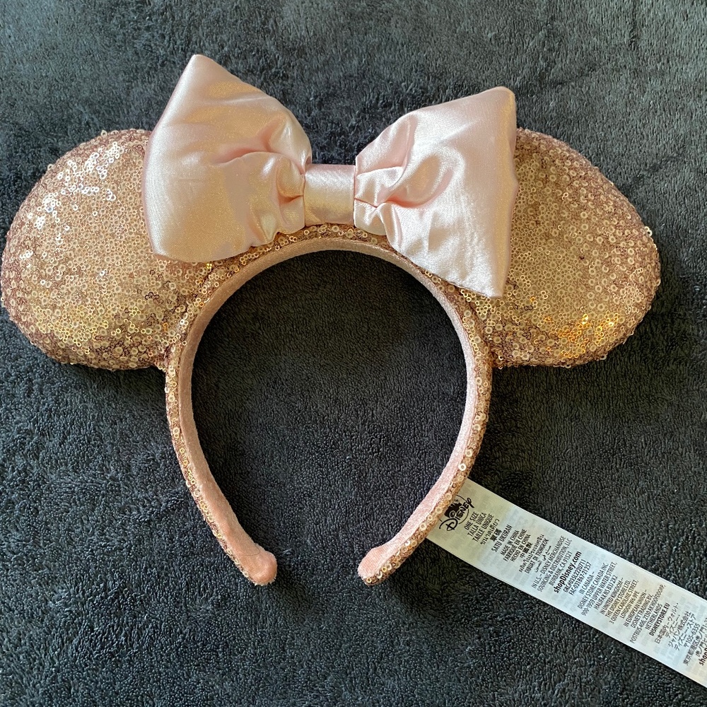 Minnie Mouse Sequin Ears- Rose Gold & Pink